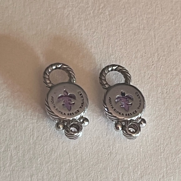 Judith Ripka Sterling Silver Pink CZ Drop Earrings - Picture 7 of 8